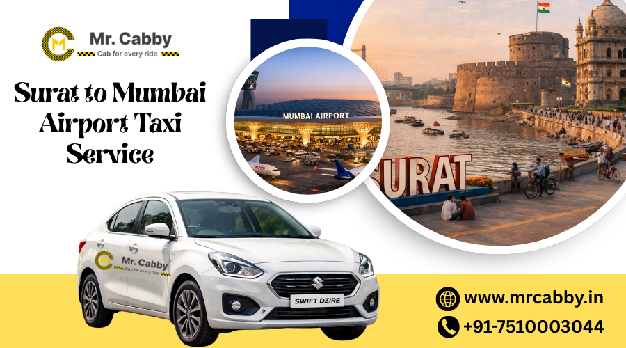 Surat to Mumbai Airport Taxi Service @ Rs. 11/Km