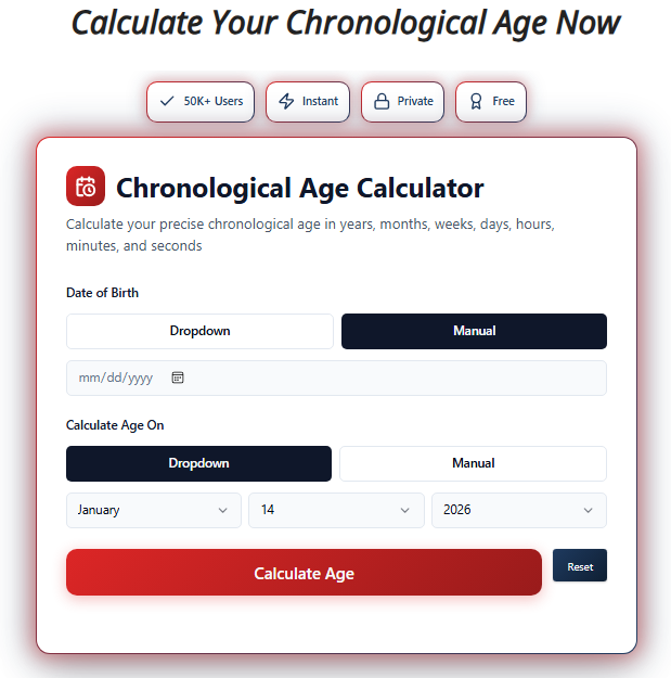 Chronological Age Calculator – Exact Age Tool